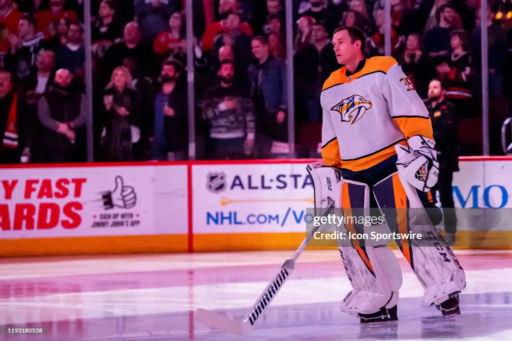 Pekka Rinne Game Used Goalie Pads 2019-20 Nashville Predators Photomatched AS-03091