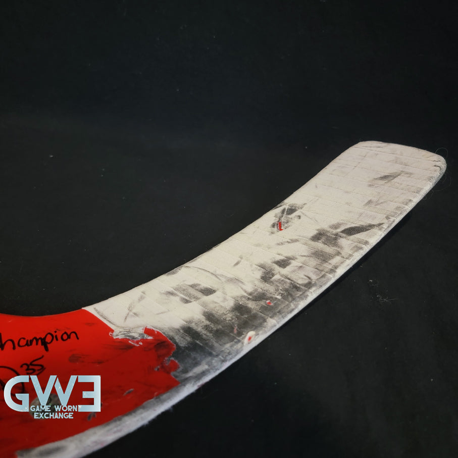 Ann-Renee Desbiens Game Used Goalie Stick 2024 Team Canada World Championship Gold Medal Winning Signed and Inscribed AS-03308