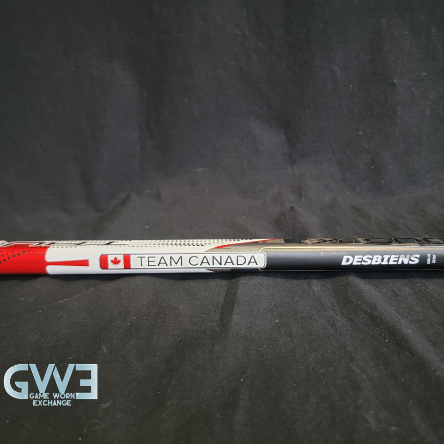Ann-Renee Desbiens Game Used Goalie Stick 2024 Team Canada World Championship Gold Medal Winning Signed and Inscribed AS-03308