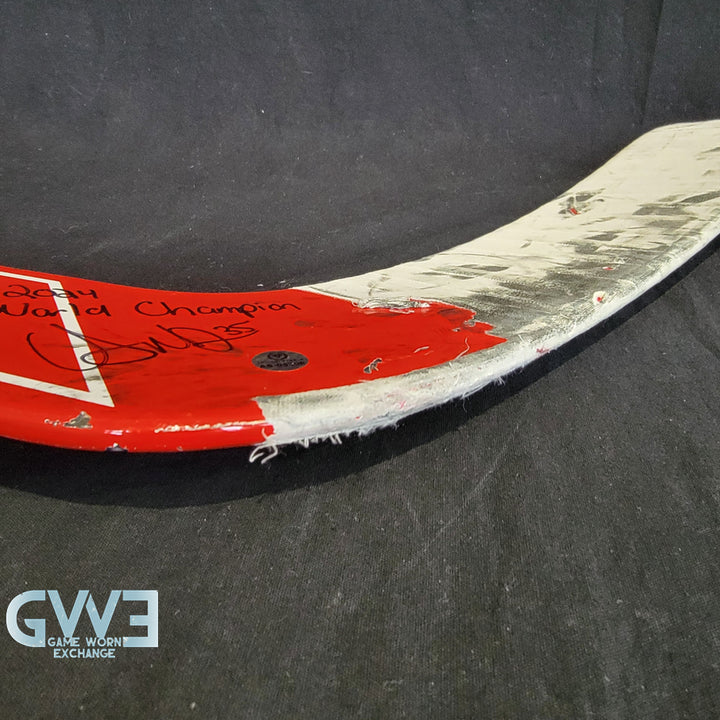 Ann-Renee Desbiens Game Used Goalie Stick 2024 Team Canada World Championship Gold Medal Winning Signed and Inscribed AS-03308