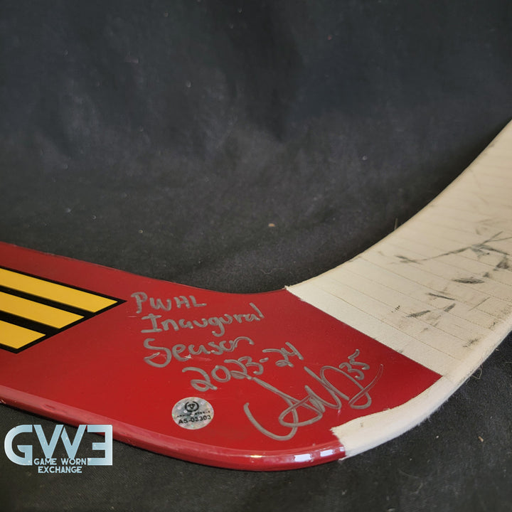 Ann-Renee Desbiens Game Used Goalie Stick 2023-24 Victoire De Montreal Inaugural Season Signed and Inscribed AS-03303