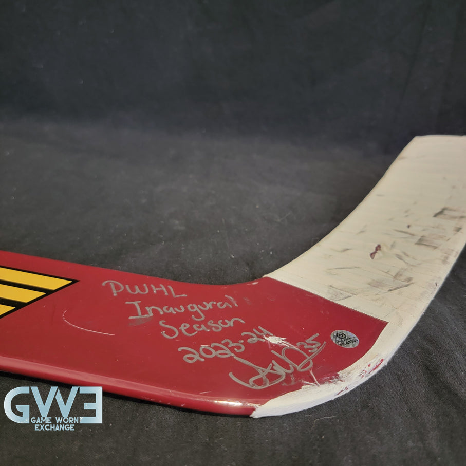 Ann-Renee Desbiens Game Used Goalie Stick 2023-24 Victoire De Montreal Inaugural Season Signed and Inscribed AS-03304