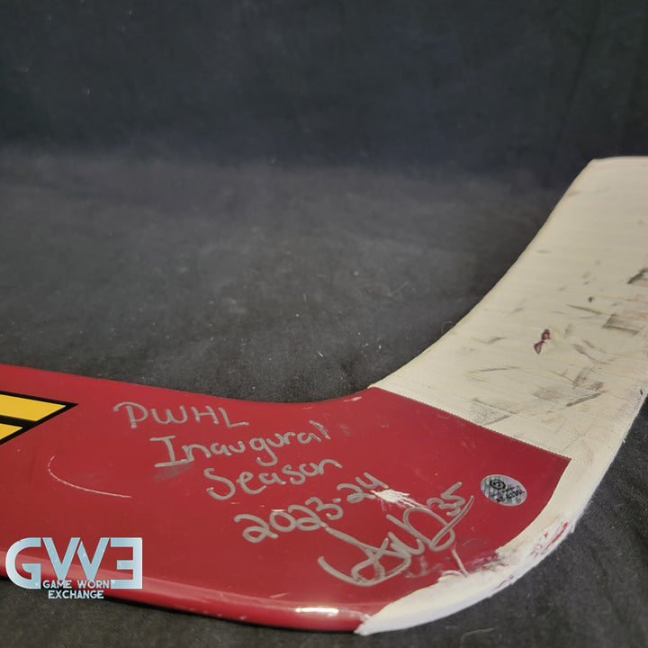 Ann-Renee Desbiens Game Used Goalie Stick 2023-24 Victoire De Montreal Inaugural Season Signed and Inscribed AS-03304