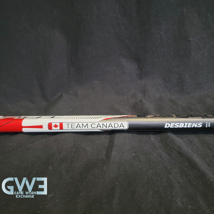 Ann-Renee Desbiens Game Used Goalie Stick 2024 Team Canada World Championship Gold Medal Winning Signed and Inscribed AS-03308
