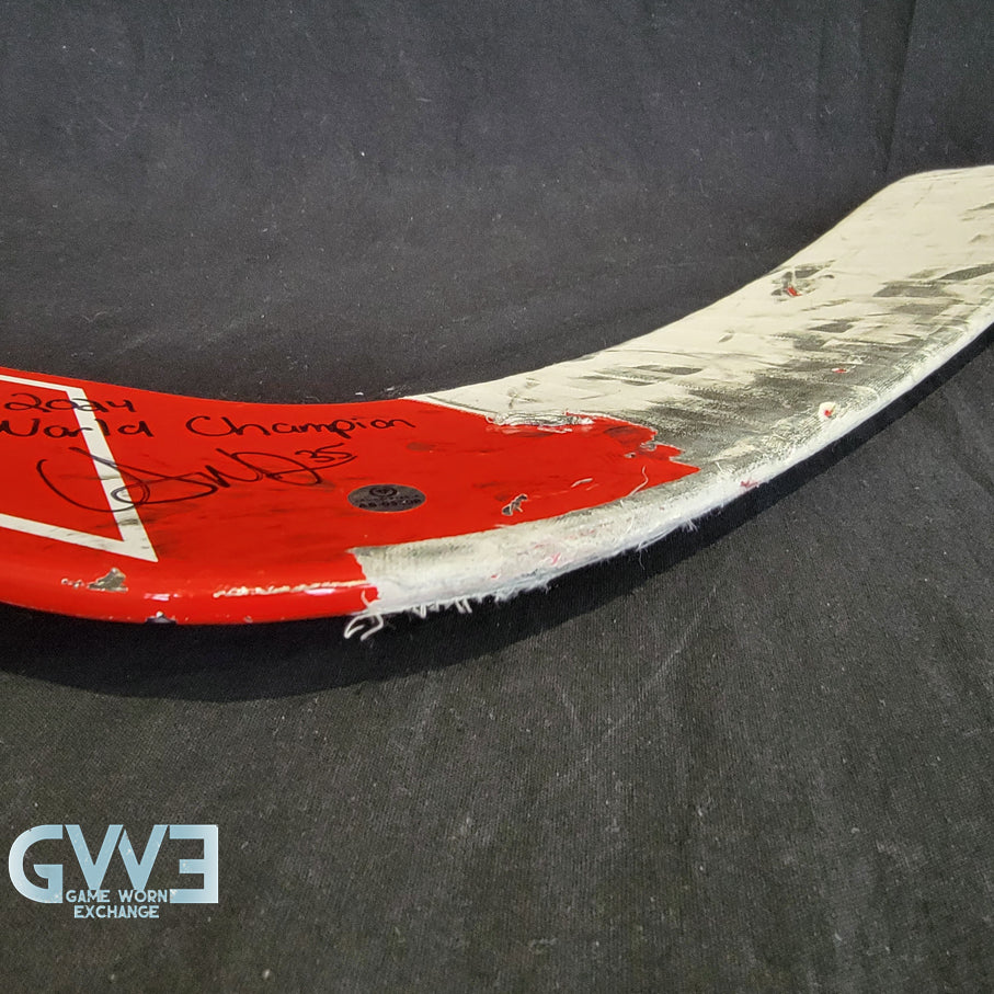 Ann-Renee Desbiens Game Used Goalie Stick 2024 Team Canada World Championship Gold Medal Winning Signed and Inscribed AS-03308