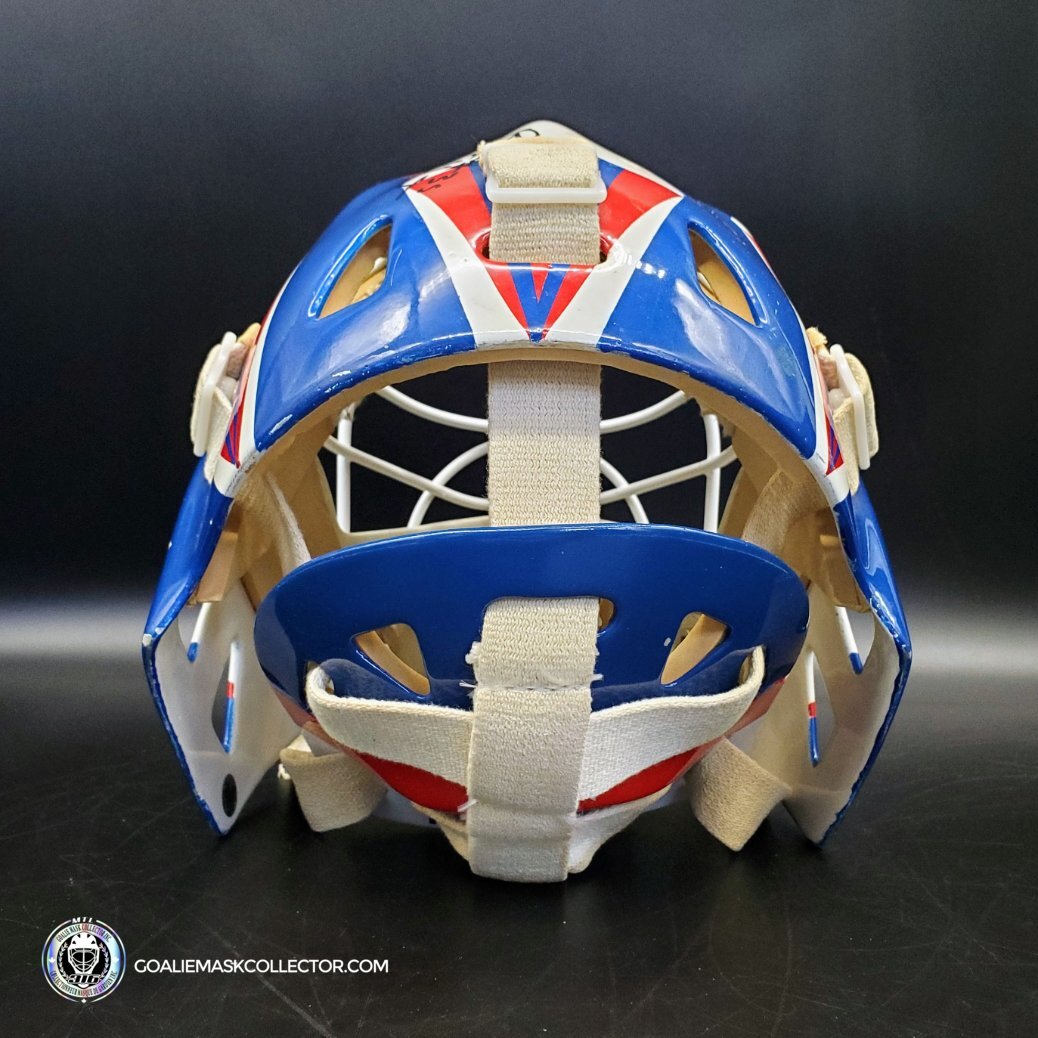 Bob Essensa Goalie Mask Game Worn 1992-93 Winnipeg Jets Greg Harrison Made and Painted Shell Photomatched - SOLD