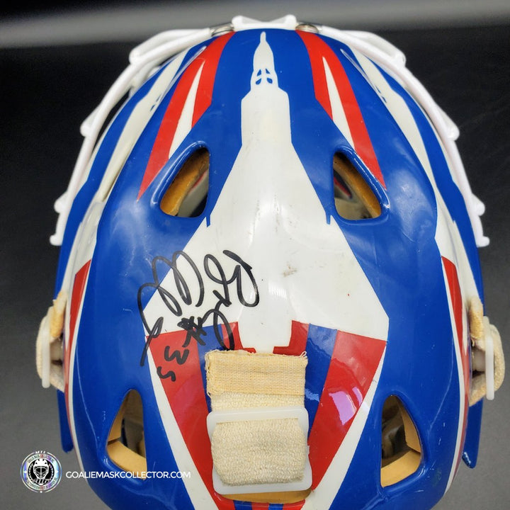 Bob Essensa Goalie Mask Game Worn 1992-93 Winnipeg Jets Greg Harrison Made and Painted Shell Photomatched - SOLD