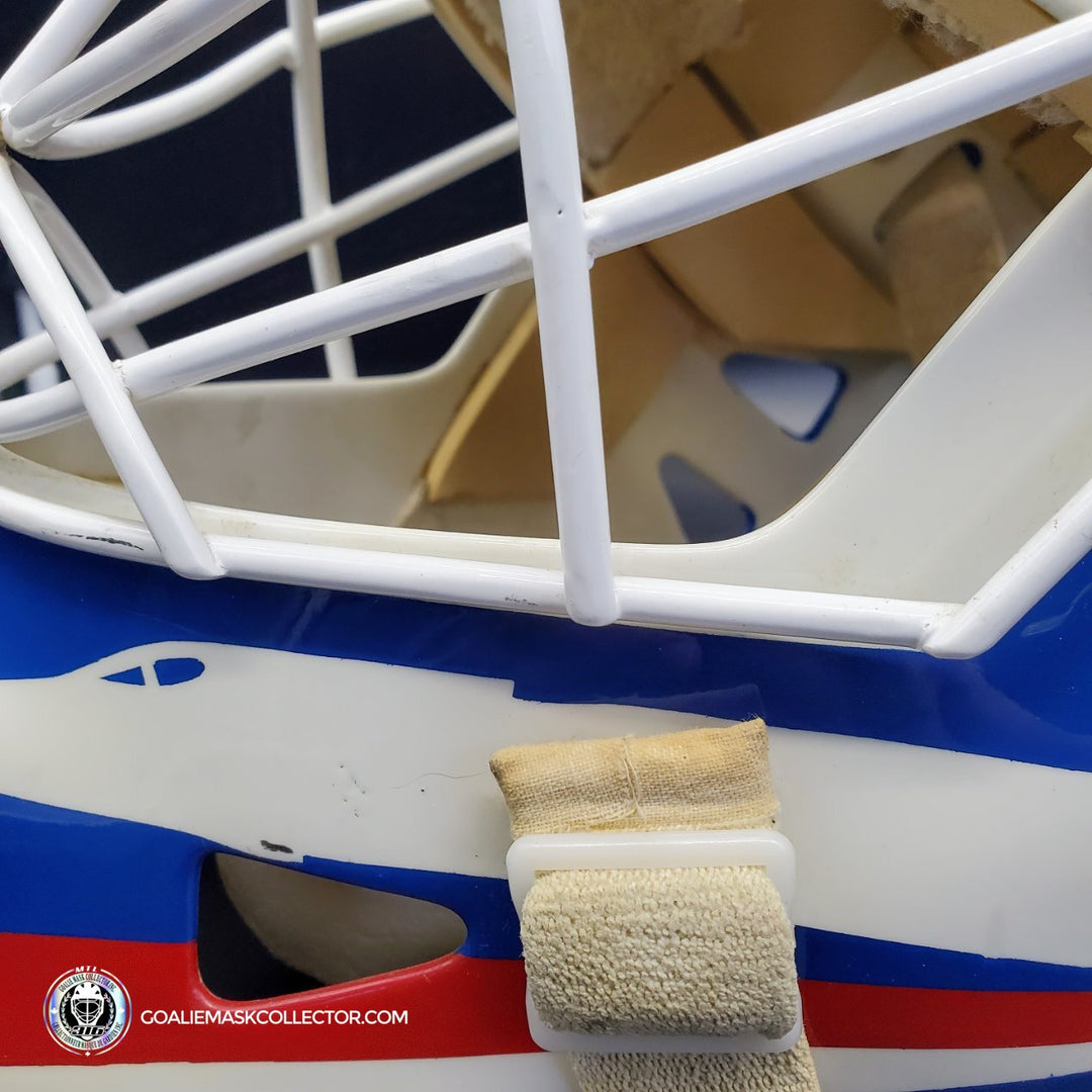 Bob Essensa Goalie Mask Game Worn 1992-93 Winnipeg Jets Greg Harrison Made and Painted Shell Photomatched - SOLD