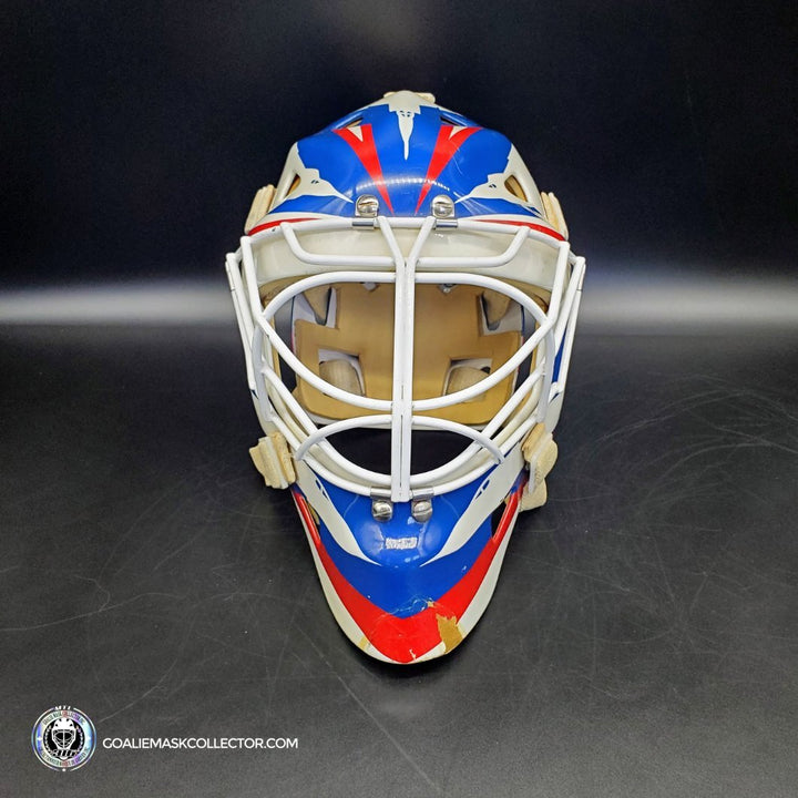 Bob Essensa Goalie Mask Game Worn 1992-93 Winnipeg Jets Greg Harrison Made and Painted Shell Photomatched - SOLD