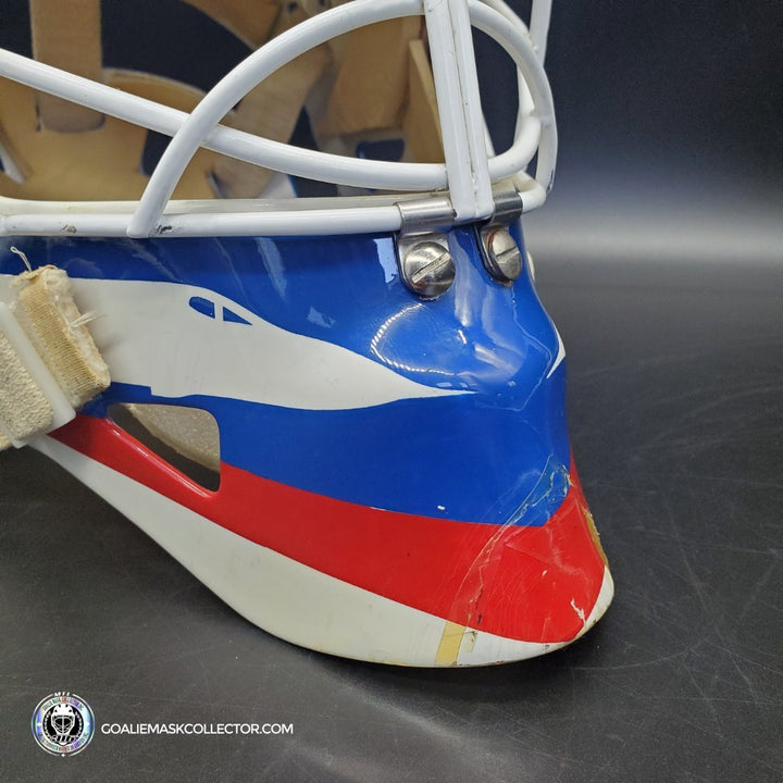 Bob Essensa Goalie Mask Game Worn 1992-93 Winnipeg Jets Greg Harrison Made and Painted Shell Photomatched - SOLD