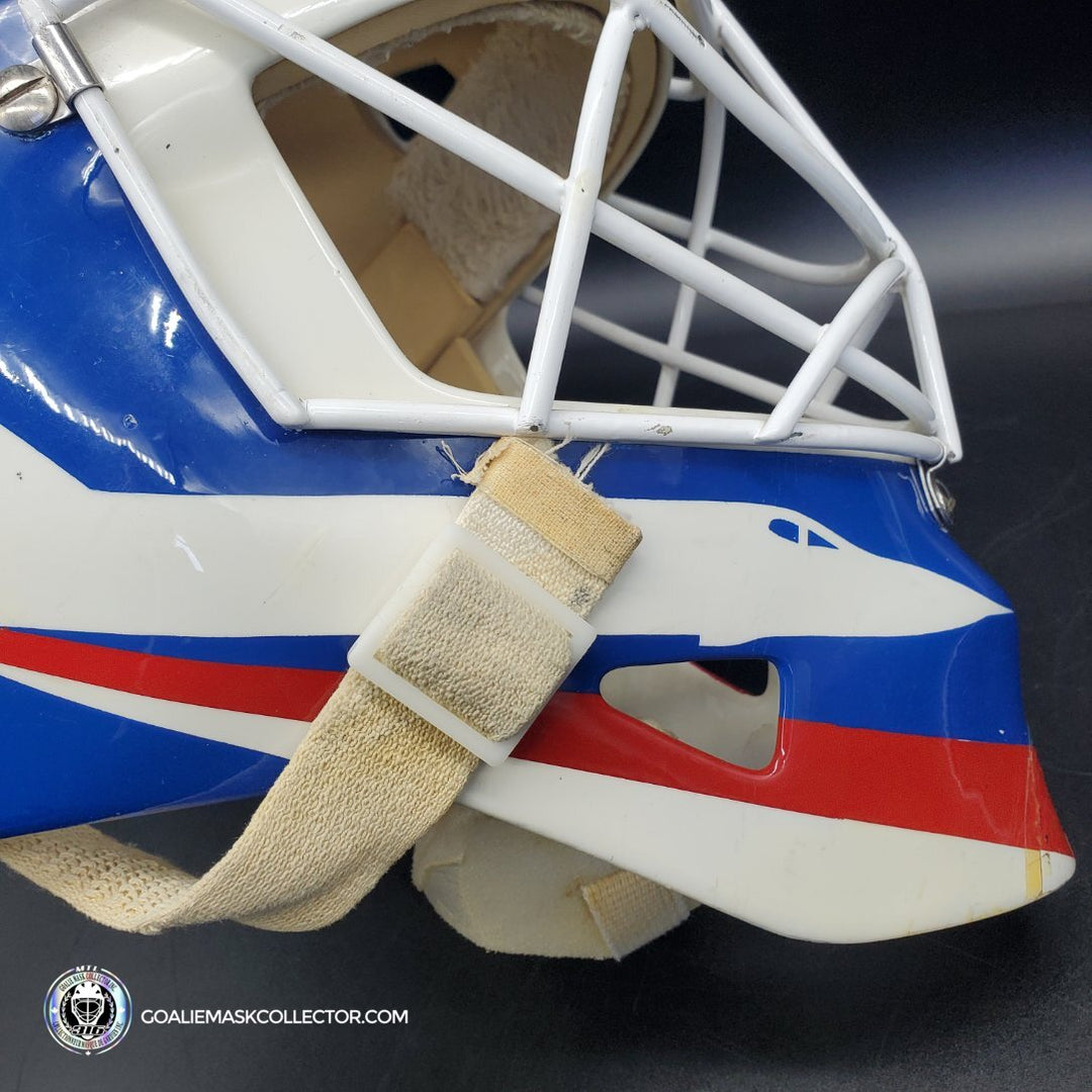 Bob Essensa Goalie Mask Game Worn 1992-93 Winnipeg Jets Greg Harrison Made and Painted Shell Photomatched - SOLD