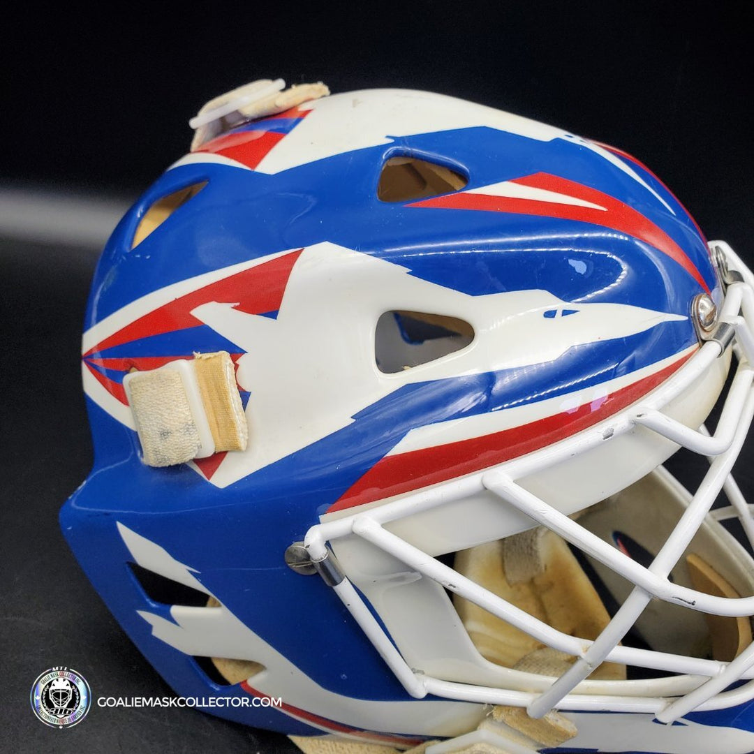 Bob Essensa Goalie Mask Game Worn 1992-93 Winnipeg Jets Greg Harrison Made and Painted Shell Photomatched - SOLD