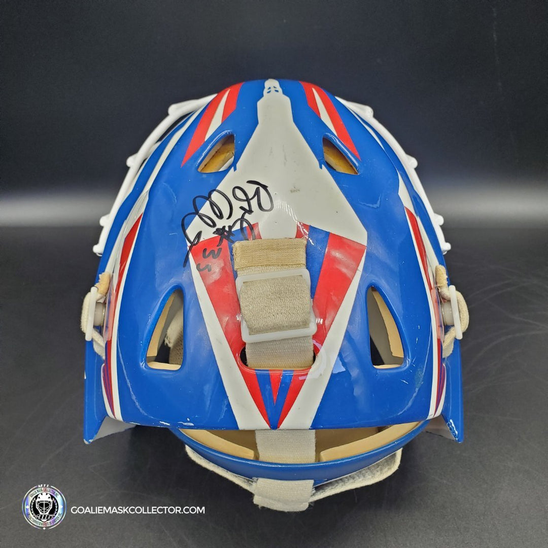 Bob Essensa Goalie Mask Game Worn 1992-93 Winnipeg Jets Greg Harrison Made and Painted Shell Photomatched - SOLD