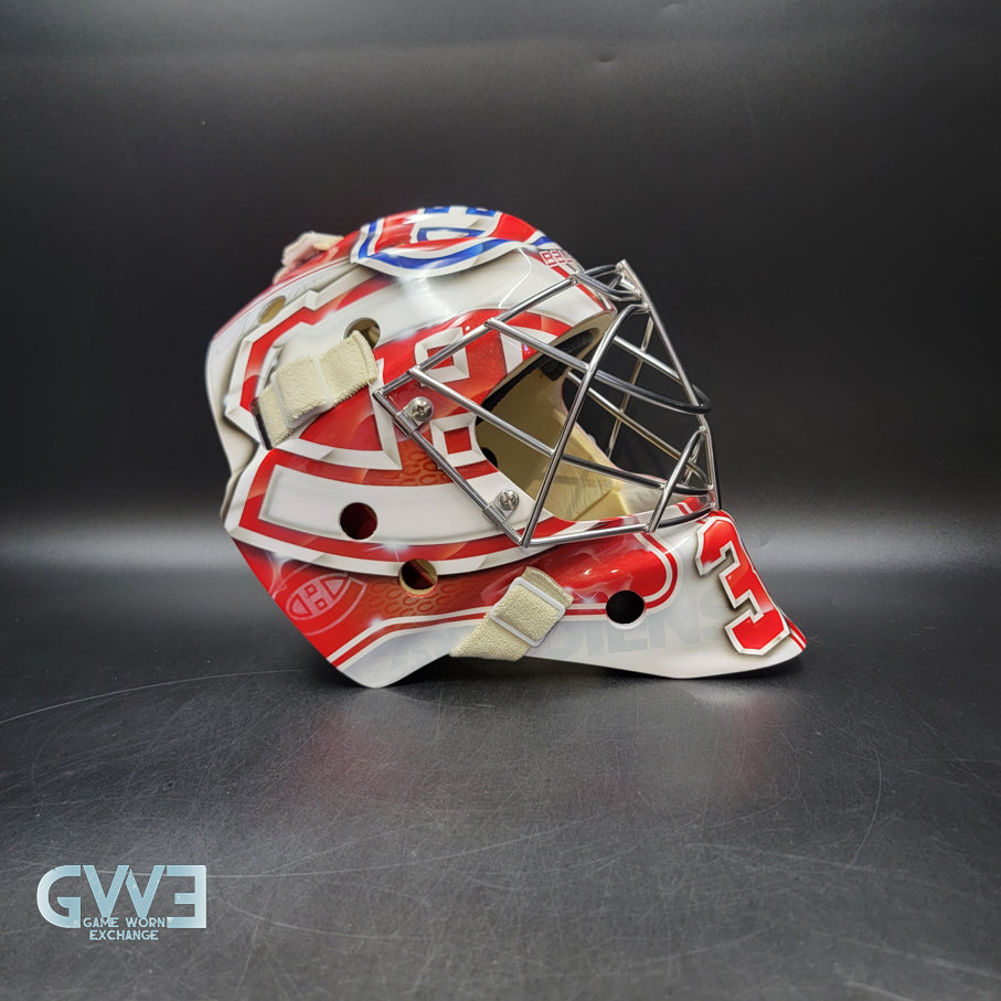 Carey Price Practice Worn Used Goalie Mask 2013 Montreal Canadiens "The Passion of Price" Painted by DaveArt David Gunnarsson on Bauer Shell From Pierre Gervais Collection Signed Autographed AS-03513