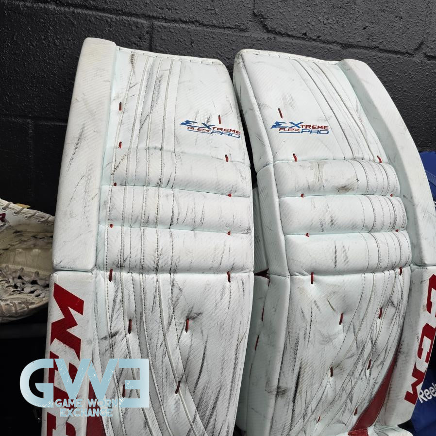 Carey Price Game Playoffs Worn Goalie Pads Set CCM + RBK Chest Protector 2012-13 Montreal Canadiens + Practice Worn Glove & Blocker Bauer AS-02961