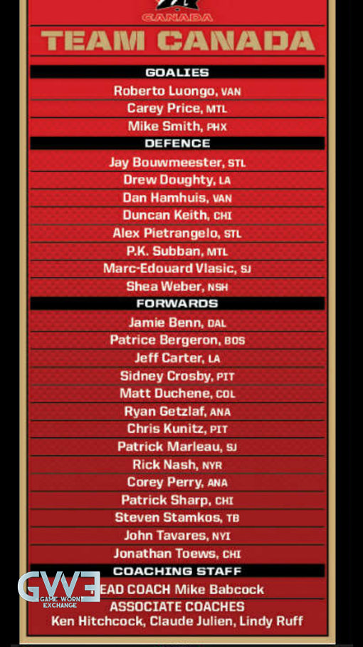 Carey Price & Team Canada Signed 2014 Sochi Olympics AS-03521 - Details to come