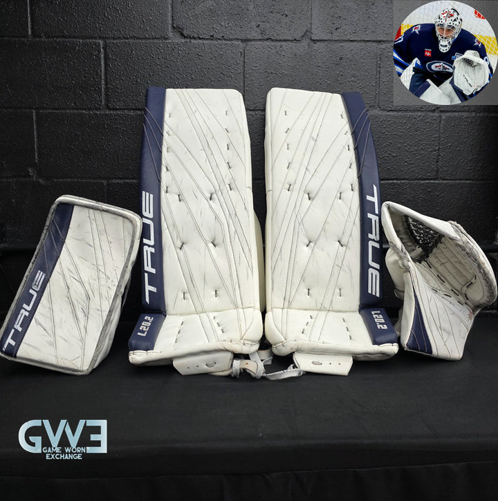 Connor Hellebuyck Game Used Goalie Pads 2022 Winnipeg Jets True Lefevre L20.2 Full Set Pro AS-02980