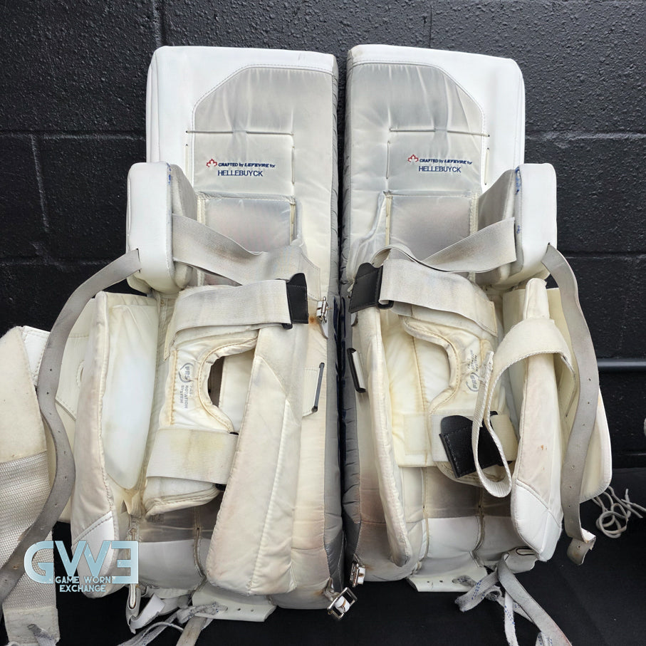 Connor Hellebuyck Game Used Goalie Pads 2022 Winnipeg Jets True Lefevre L20.2 Full Set Pro AS-02980