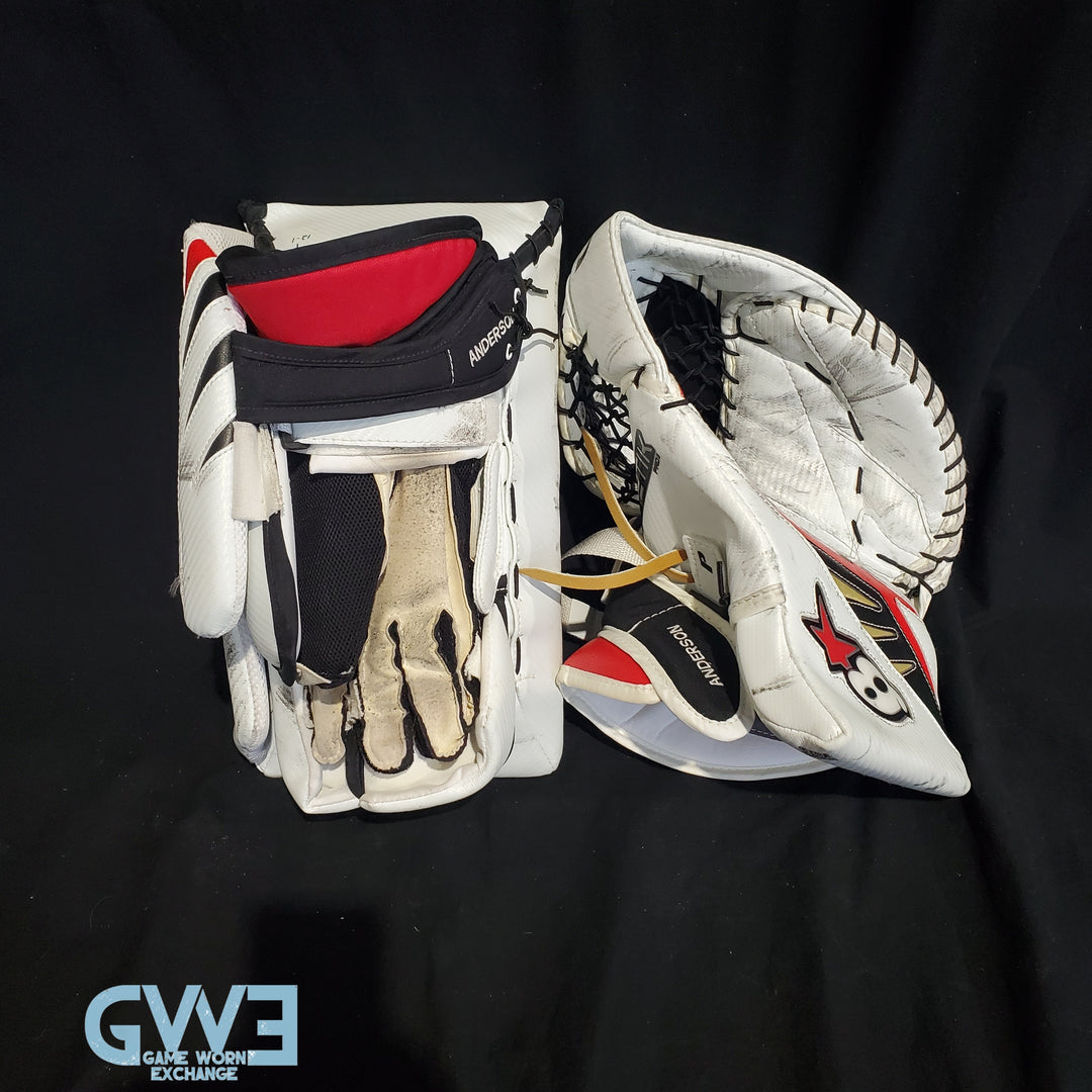 Craig Anderson Game Worn Used Goalie  Glove And  Blocker  2014-15 Ottawa Senators