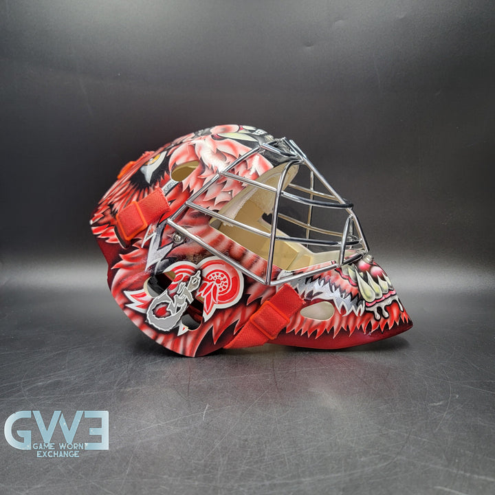 Curtis Joseph Game Issued Goalie Mask Detroit Red Wings Pro's Choice Dom Malerba 2002 Signed By Curtis Joseph - AS-01026