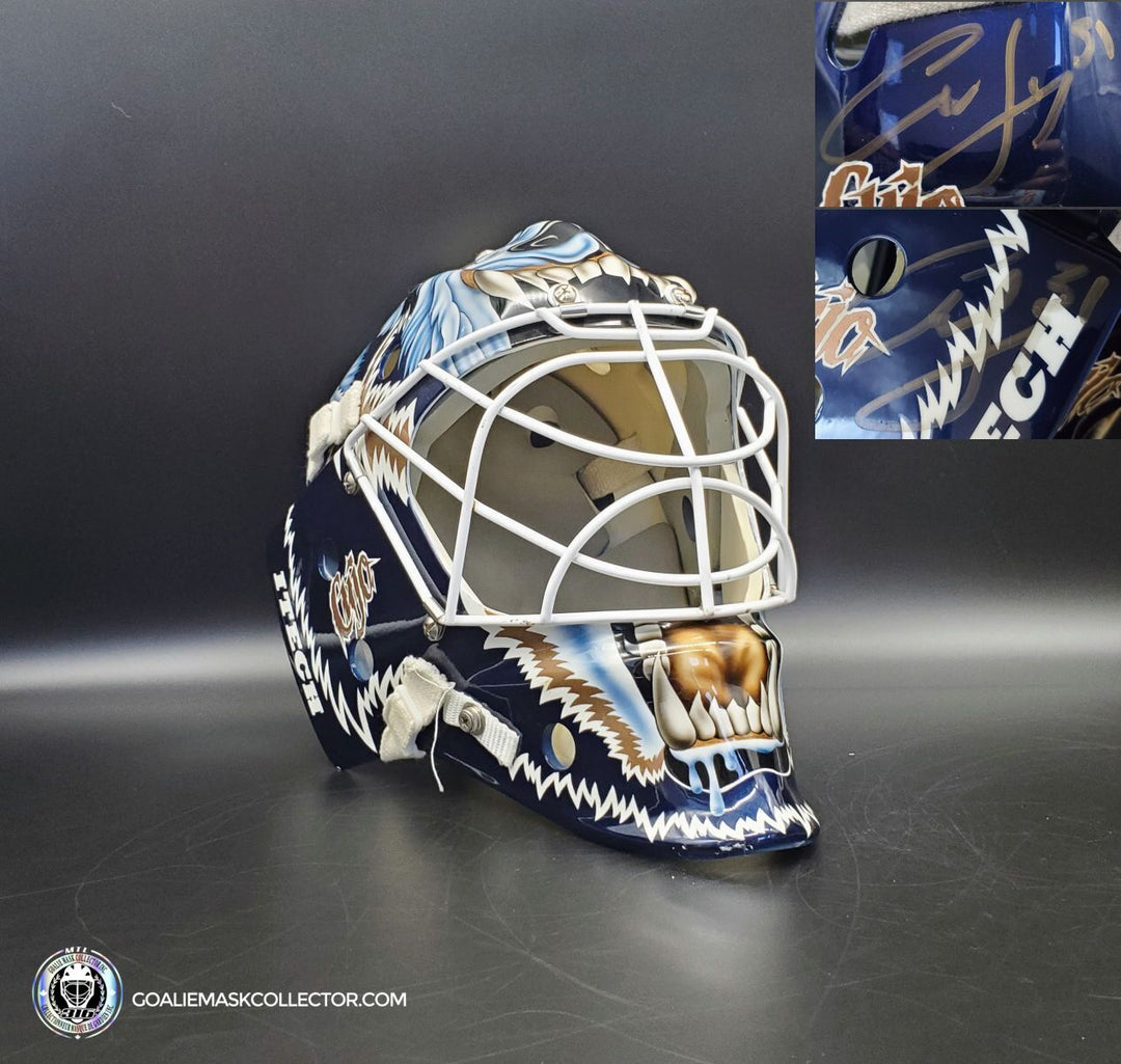 Curtis Joseph PRO "ICE READY" Goalie Mask Edmonton Oilers Signed Itech 1998 Painted By Frank Cipra AS-02770 - SOLD