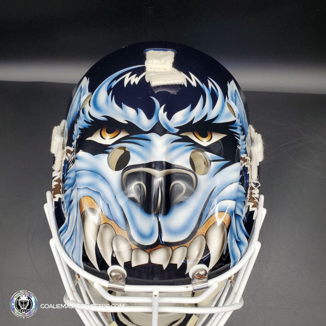 Curtis Joseph PRO "ICE READY" Goalie Mask Edmonton Oilers Signed Itech 1998 Painted By Frank Cipra AS-02770 - SOLD