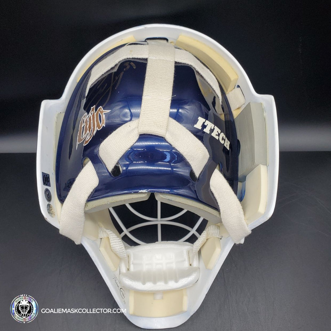 Curtis Joseph PRO "ICE READY" Goalie Mask Edmonton Oilers Signed Itech 1998 Painted By Frank Cipra AS-02770 - SOLD