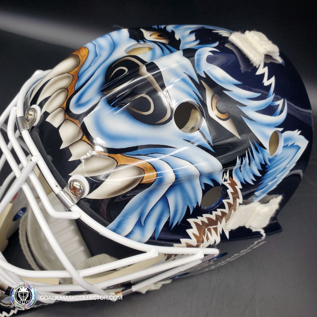 Curtis Joseph PRO "ICE READY" Goalie Mask Edmonton Oilers Signed Itech 1998 Painted By Frank Cipra AS-02770 - SOLD