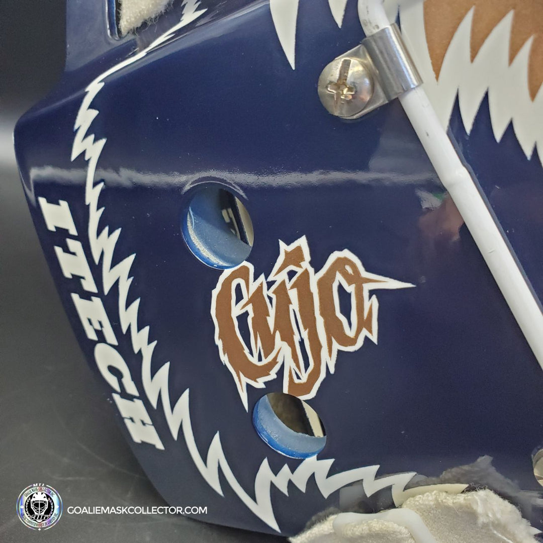 Curtis Joseph PRO "ICE READY" Goalie Mask Edmonton Oilers Signed Itech 1998 Painted By Frank Cipra AS-02770 - SOLD