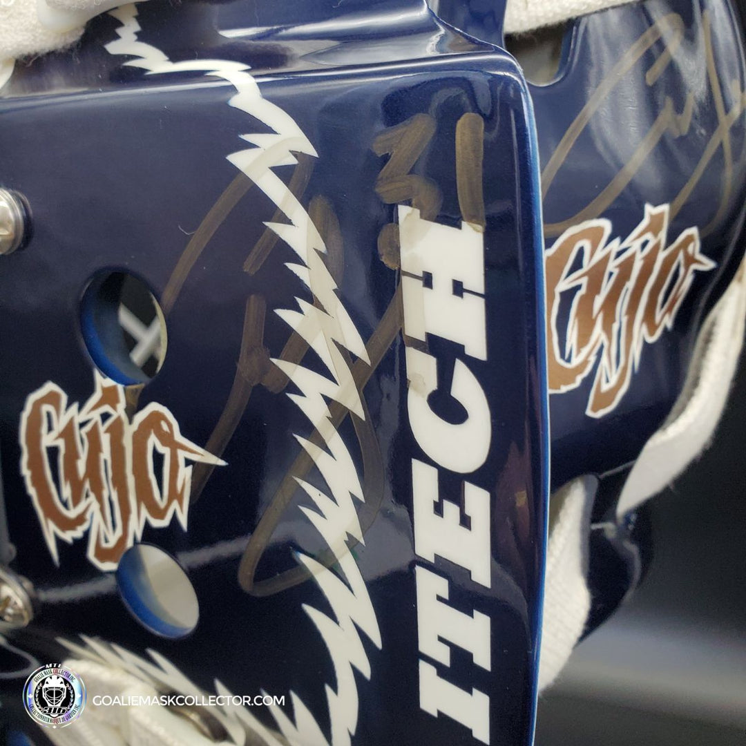 Curtis Joseph PRO "ICE READY" Goalie Mask Edmonton Oilers Signed Itech 1998 Painted By Frank Cipra AS-02770 - SOLD