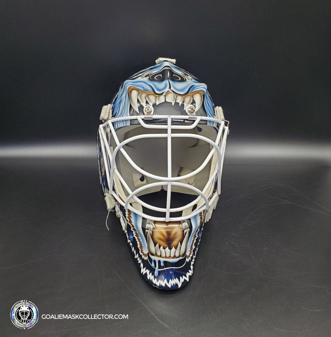 Curtis Joseph PRO "ICE READY" Goalie Mask Edmonton Oilers Signed Itech 1998 Painted By Frank Cipra AS-02770 - SOLD