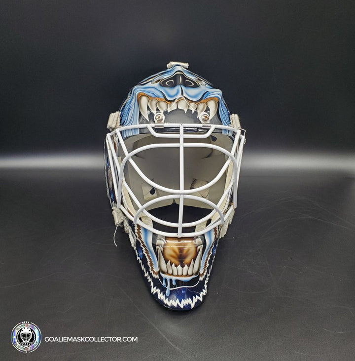 Curtis Joseph PRO "ICE READY" Goalie Mask Edmonton Oilers Signed Itech 1998 Painted By Frank Cipra AS-02770 - SOLD