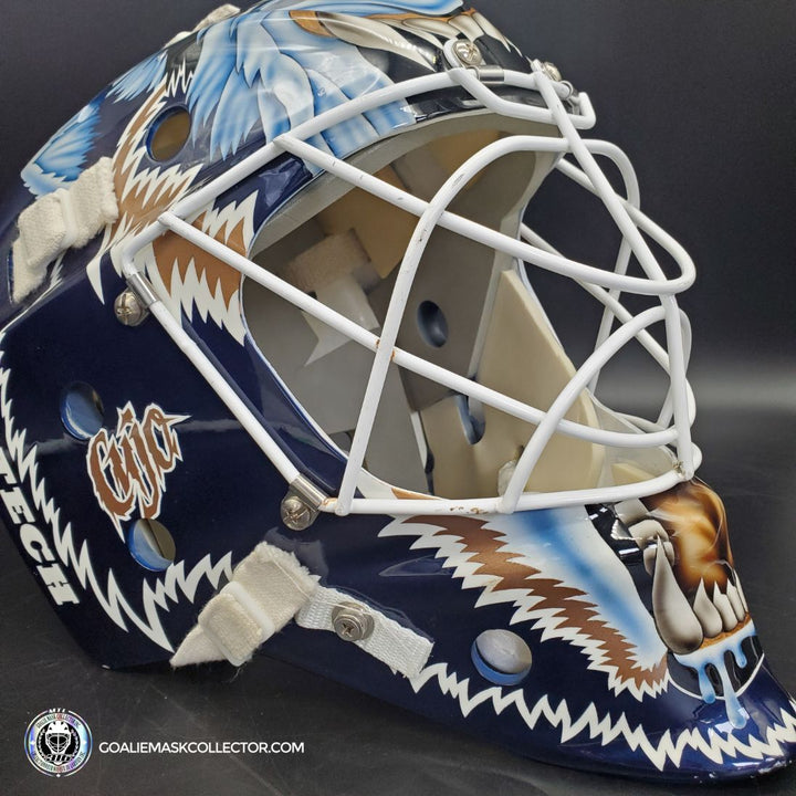 Curtis Joseph PRO "ICE READY" Goalie Mask Edmonton Oilers Signed Itech 1998 Painted By Frank Cipra AS-02770 - SOLD