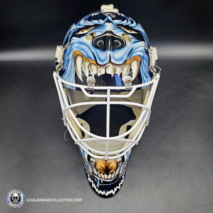 Curtis Joseph PRO "ICE READY" Goalie Mask Edmonton Oilers Signed Itech 1998 Painted By Frank Cipra AS-02770 - SOLD