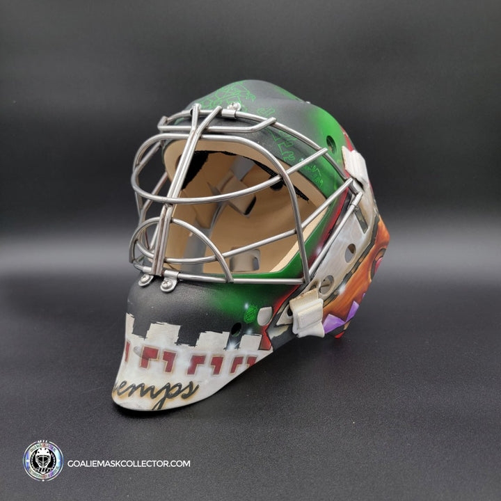 Darcy Kuemper Goalie Mask Game Worn 2019 Phoenix Coyotes Dom Malerba Shell Painted by DaveArt - SOLD