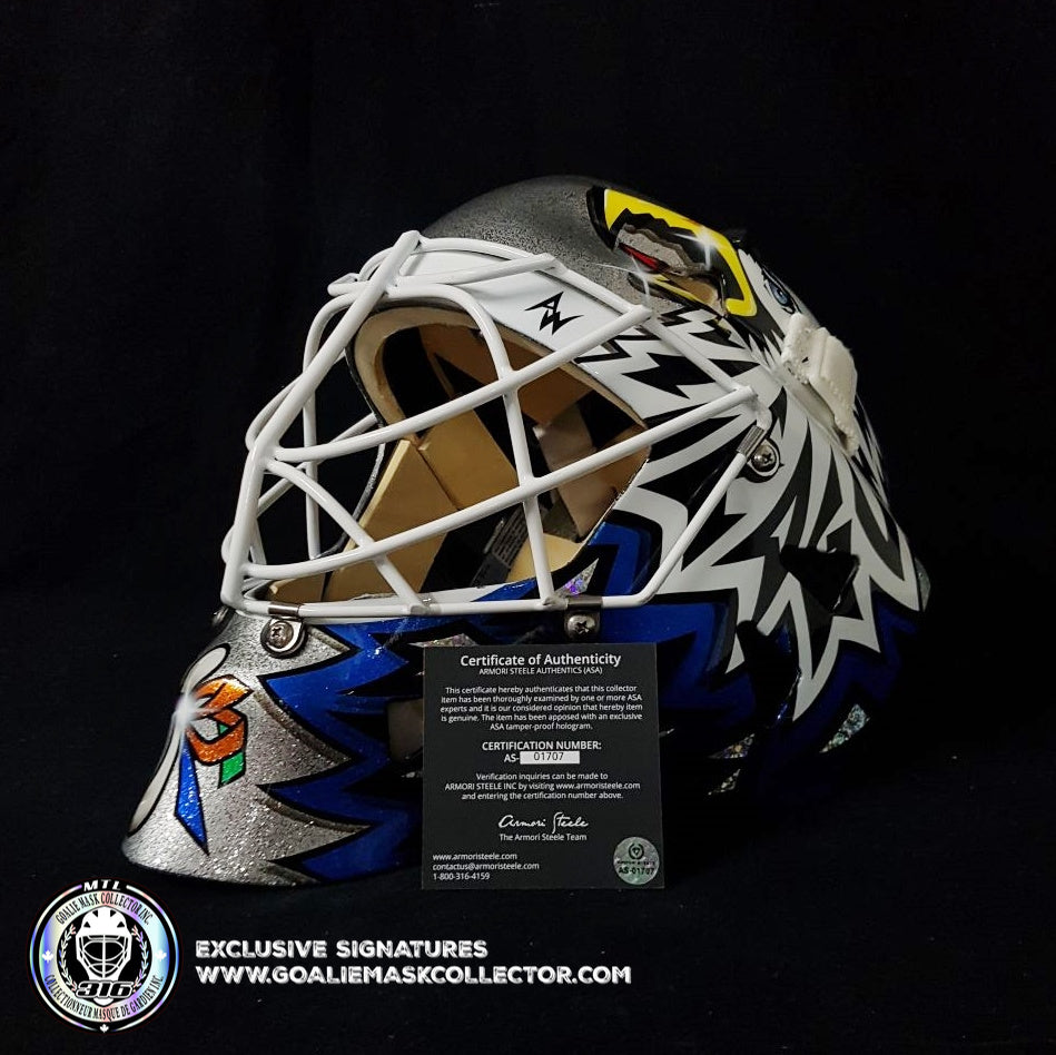 ED BELFOUR GOALIE MASK GAME USED WORN 2005-06 TORONTO MAPLE LEAFS GRAY WARWICK FINAL LEAFS GAME - SOLD