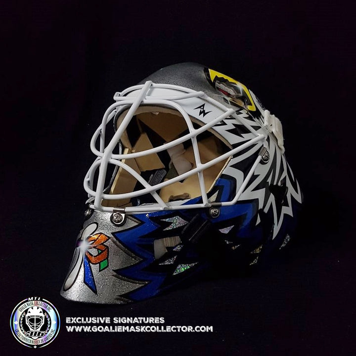 ED BELFOUR GOALIE MASK GAME USED WORN 2005-06 TORONTO MAPLE LEAFS GRAY WARWICK FINAL LEAFS GAME - SOLD