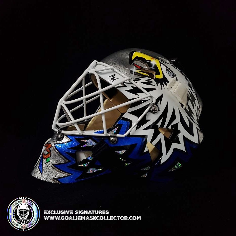 ED BELFOUR GOALIE MASK GAME USED WORN 2005-06 TORONTO MAPLE LEAFS GRAY WARWICK FINAL LEAFS GAME - SOLD