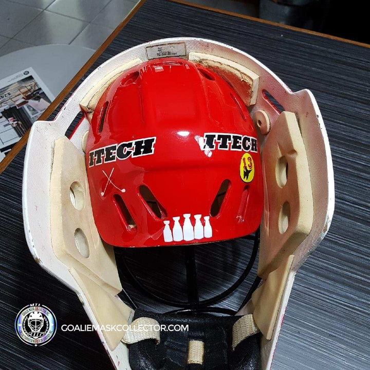 Grant Fuhr Game Worn Goalie Mask Calgary Flames Itech 1999-2000 Season Game Used Painted By Frank Cipra AS-02896