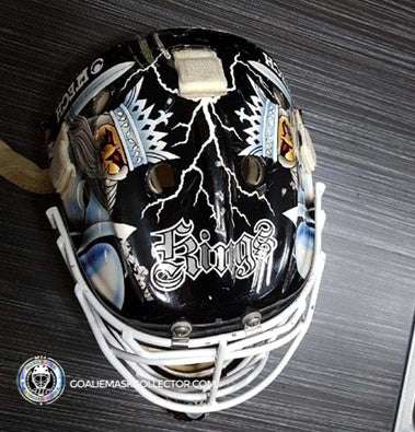 Grant Fuhr Game Worn Goalie Mask Los Angeles Kings Itech 1994-95 Season Game Used Painted by Frank Cipra