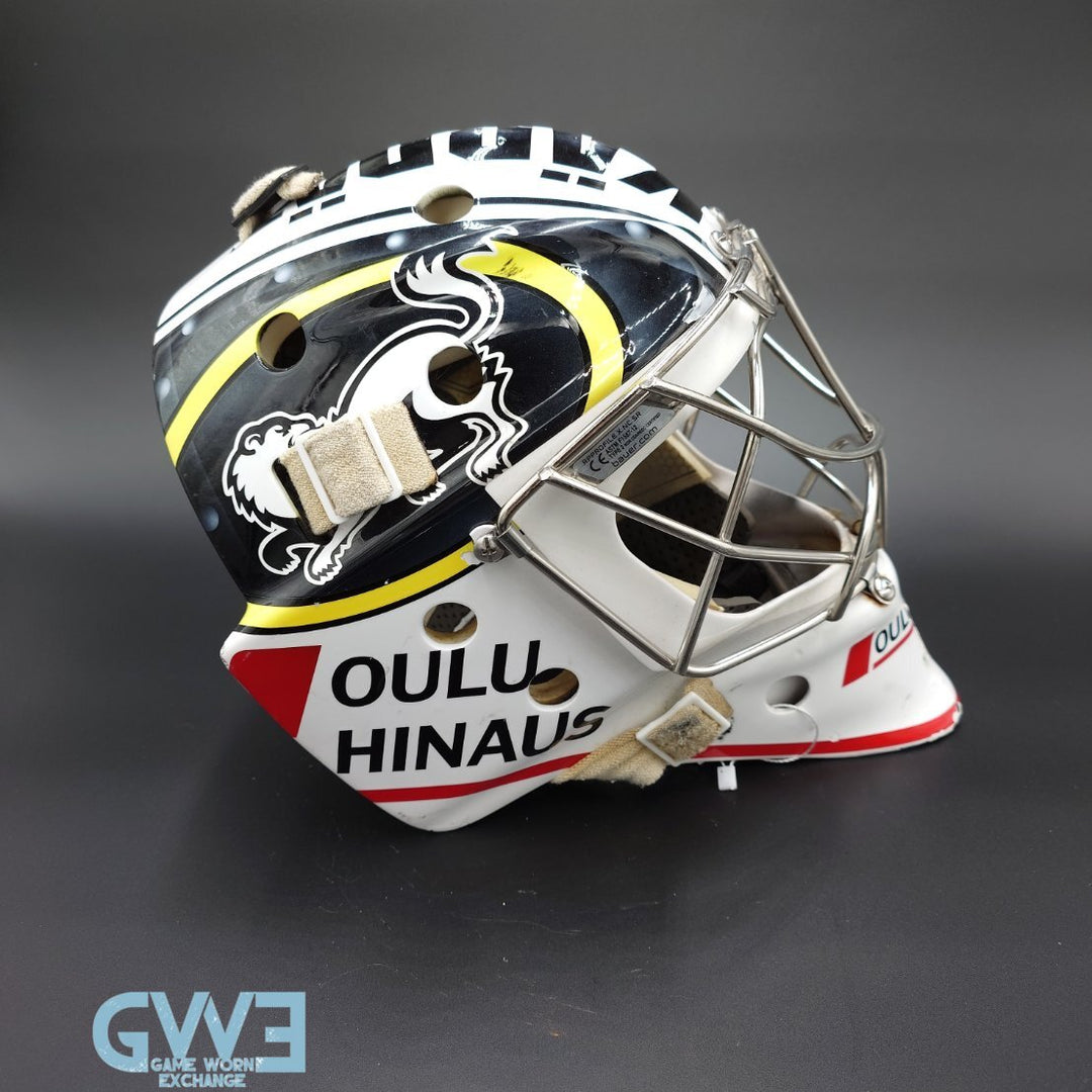 Leevi Merilainen Goalie Mask Game Worn Ottawa Senators and Karpat Oulu Hinnaus Bauer Shell AS-03400