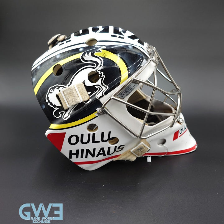 Leevi Merilainen Goalie Mask Game Worn Ottawa Senators and Karpat Oulu Hinnaus Bauer Shell AS-03400