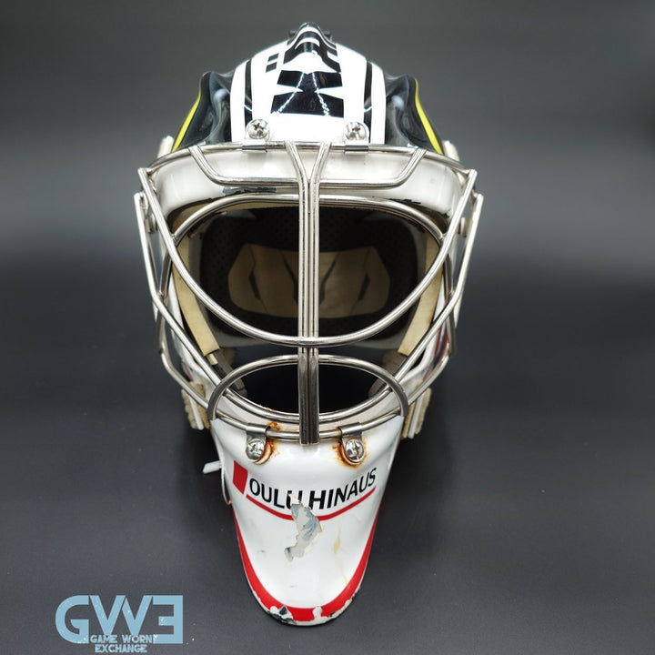 Leevi Merilainen Goalie Mask Game Worn Ottawa Senators and Karpat Oulu Hinnaus Bauer Shell AS-03400