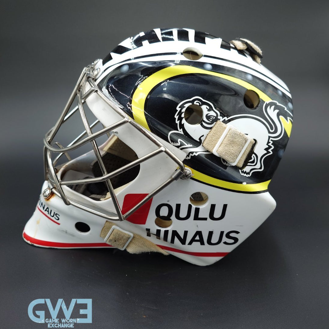 Leevi Merilainen Goalie Mask Game Worn Ottawa Senators and Karpat Oulu Hinnaus Bauer Shell AS-03400