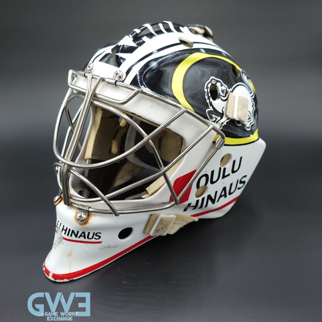 Leevi Merilainen Goalie Mask Game Worn Ottawa Senators and Karpat Oulu Hinnaus Bauer Shell AS-03400