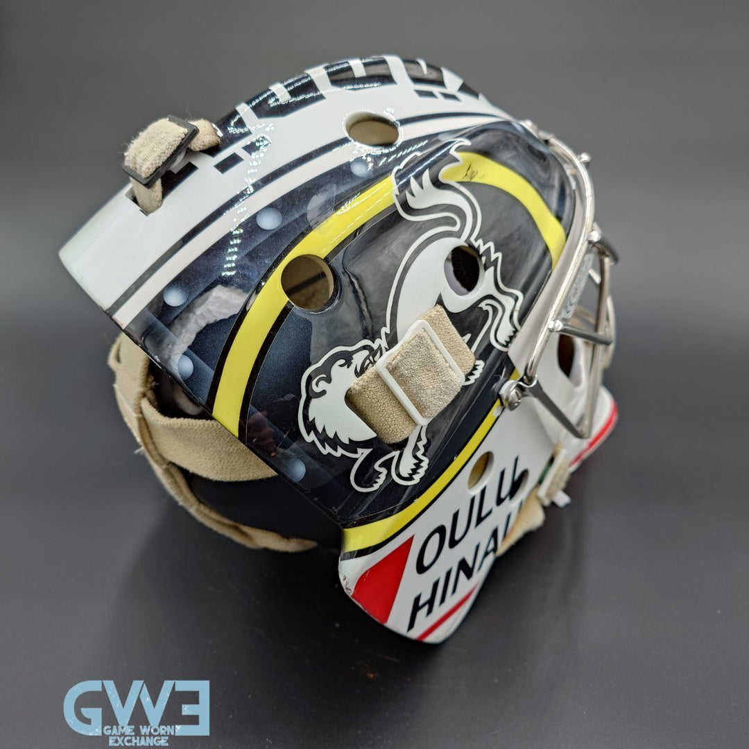 Leevi Merilainen Goalie Mask Game Worn Ottawa Senators and Karpat Oulu Hinnaus Bauer Shell AS-03400