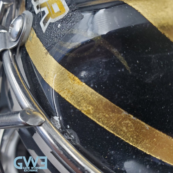 Logan Thompson Game Worn Goalie Mask 2021-22 Las Vegas Golden Knights Painted by Dave Fried Friedesigns on Bauer Shell Photomatched AS-03152