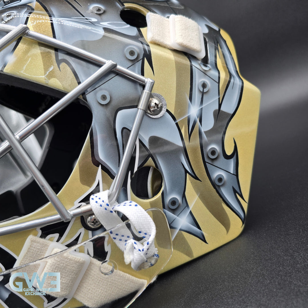 Marc-Andre Fleury Goalie Mask Game Issued 2015 Pittsburgh Penguins Made by Lefevre Painted by Griff Stephane Bergeron on CCM Shell Pro Return AS-02962