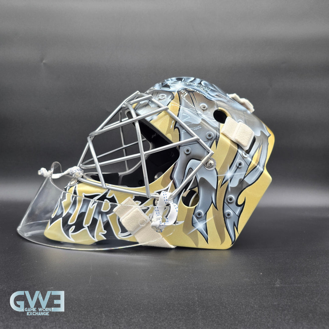 Marc-Andre Fleury Goalie Mask Game Issued 2015 Pittsburgh Penguins Made by Lefevre Painted by Griff Stephane Bergeron on CCM Shell Pro Return AS-02962