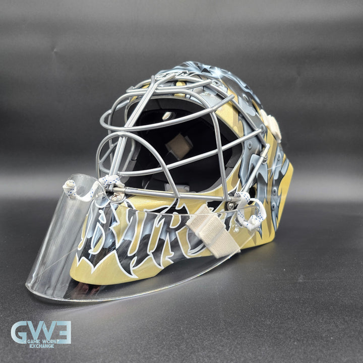 Marc-Andre Fleury Goalie Mask Game Issued 2015 Pittsburgh Penguins Made by Lefevre Painted by Griff Stephane Bergeron on CCM Shell Pro Return AS-02962